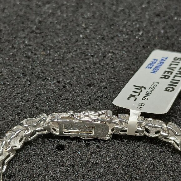 .925 Sterling Silver Heart Link Bracelet 7.75" 14.2g NWT FMC Tarnish-Free - Picture 8 of 15